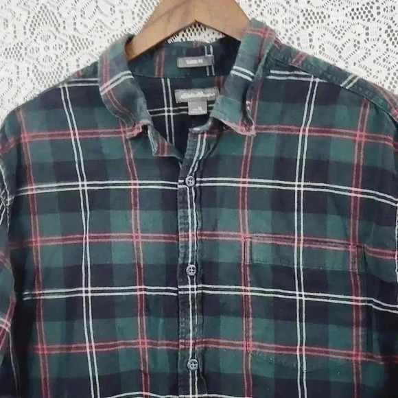 Eddie Bauer Classic Fit Flannel Plaid Button Down Shirt Men's XL - Picture 3 of 7